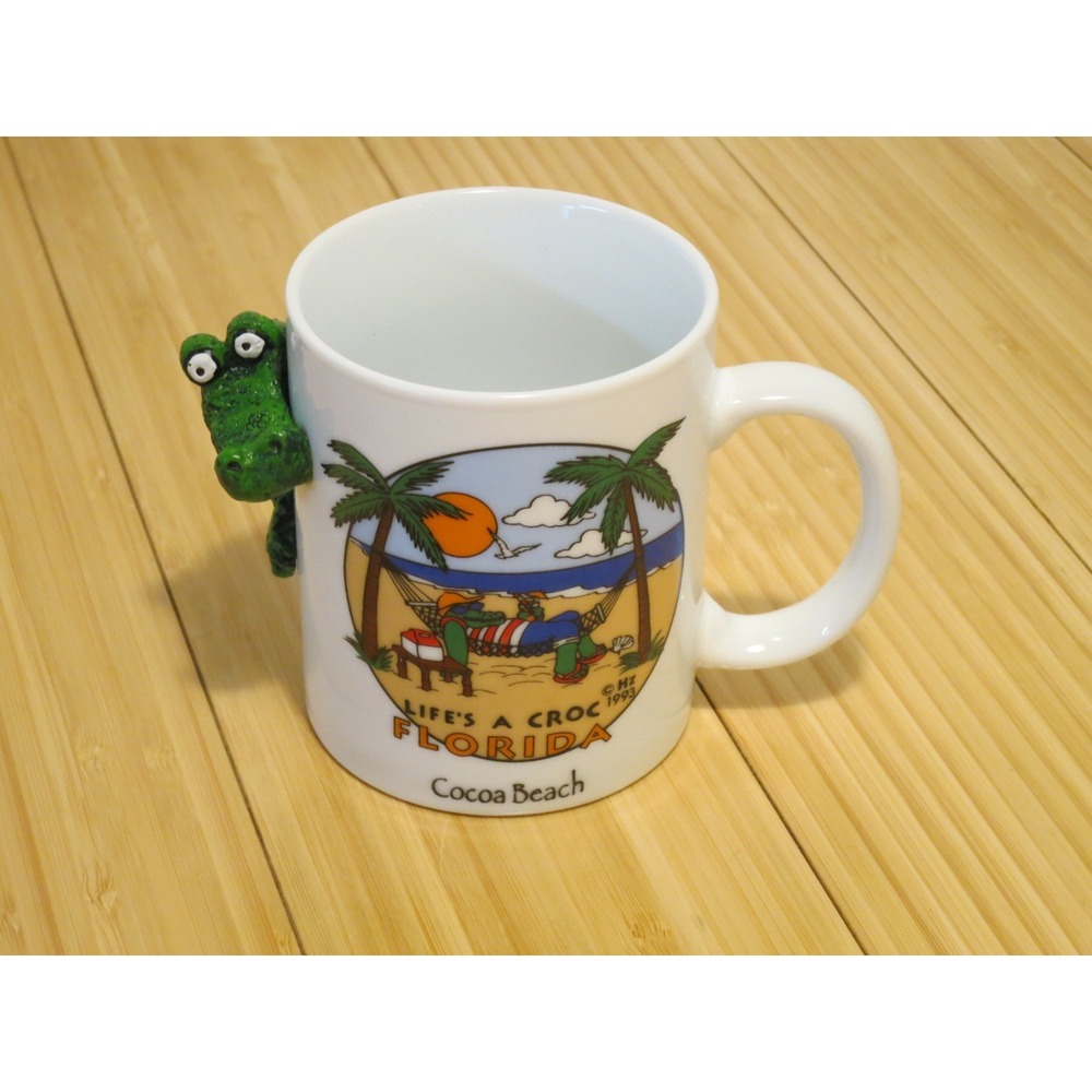 Life's‎ a Croc alligator 3D coffee cup mug 1993 Florida Vintage 8 ounce